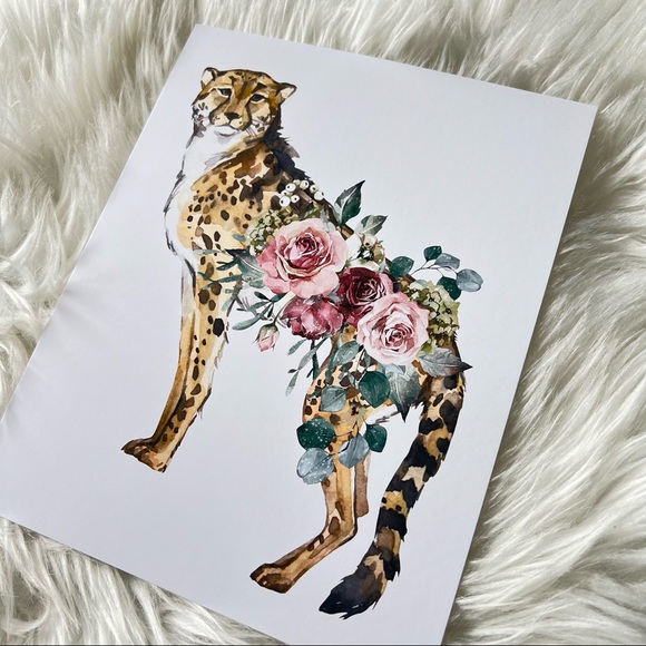 Watercolor Cheetah Illustration Wall Art Poster Print UNFRAMED - Picture 13 of 17